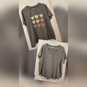 Old Navy Gray Tee & Shein Heart Design Tee